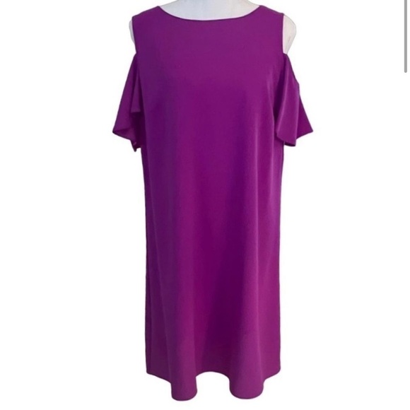 Gianni Bini Magenta Cold Shoulder Knee Length Dress Size Small - Picture 1 of 8